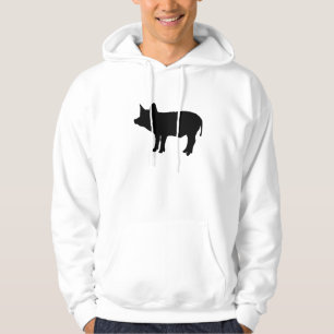 Black Pig Piglet Piggy Silhouette Outline Hoodie