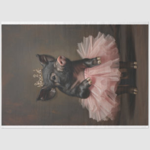 Black Pig Pink Tutu & Crown Decoupage Tissue Paper