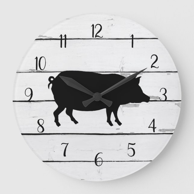 Black Pig Shiplap Farmhouse Decor Large Clock (Front)