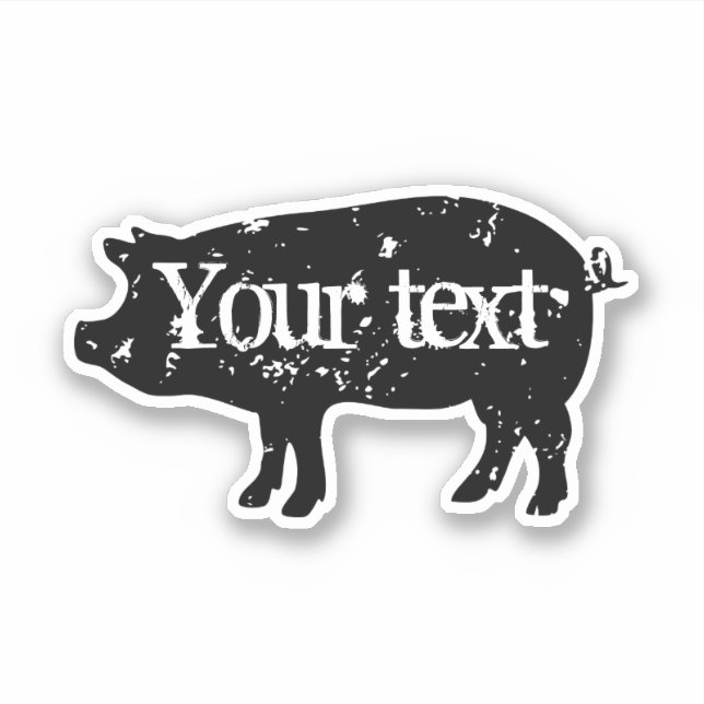 Black pig silhouette logo custom vinyl sticker (Front)