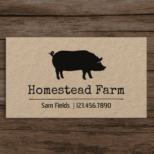Black Pig Silhouette Simple Farm Animal Country Business Card