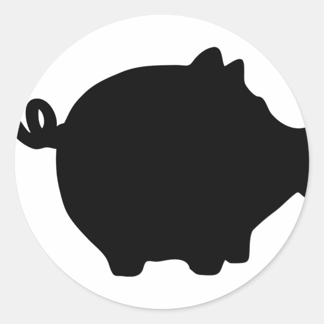 black piggy bank icon classic round sticker (Front)