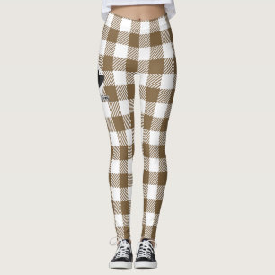 Black Pilgrim Hat on Brown Plaid - Thanksgiving Leggings