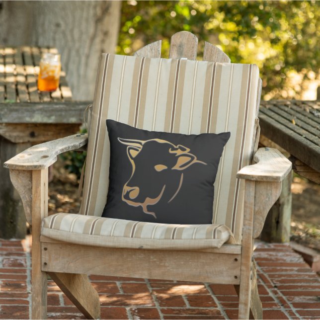 Black pillow golden cow, beautiful (Chair)