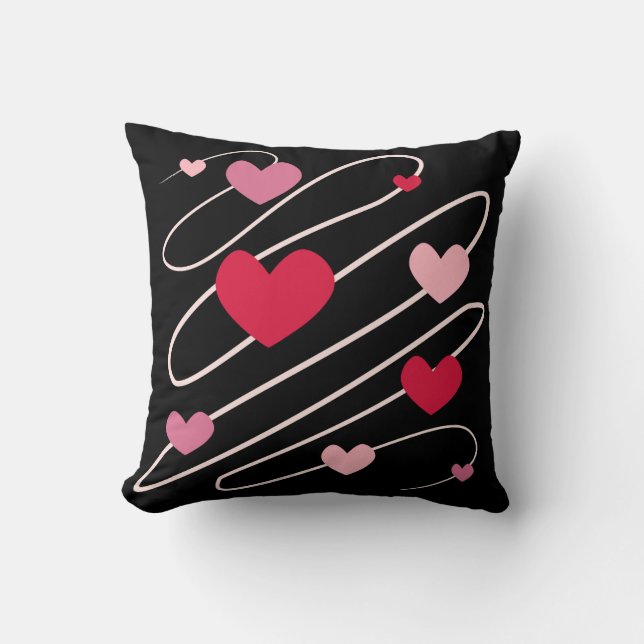 Black pillow with hearts  (Front)
