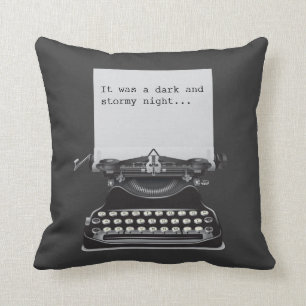 Black Pillow with Old Typewriter