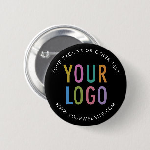 Black Pin Back Button Badge Custom Logo No Minimum