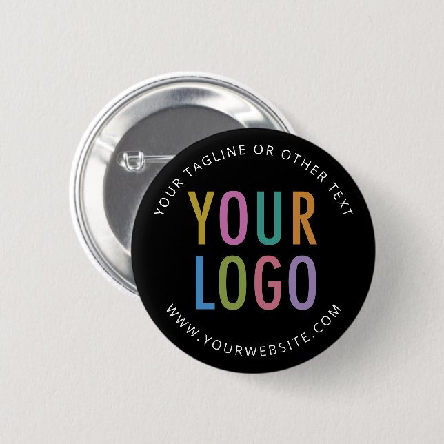 Black Pin Back Button Badge Custom Logo No Minimum (Front & Back)