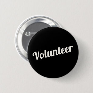 Black Pin-back Volunteer Buttons