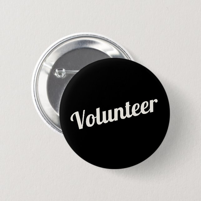 Black Pin-back Volunteer Buttons (Front & Back)
