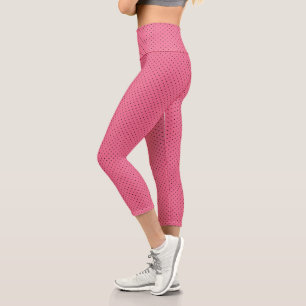 Black Pin Dots On Pink Capri Leggings