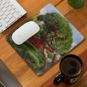 Black Pine and Red Japanese Maple Tree Mouse Mat