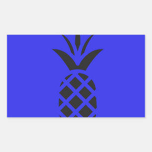 Black Pine Apple in Blue Rectangular Sticker