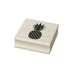 Black Pineapple Rubber Stamp