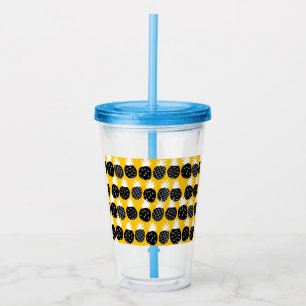 Black pineapples acrylic tumbler