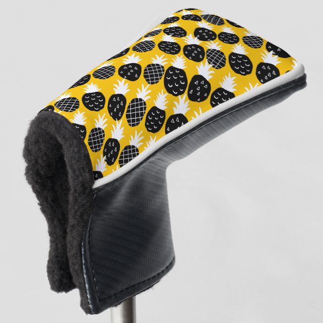 Black pineapples golf head cover (3/4 Front)