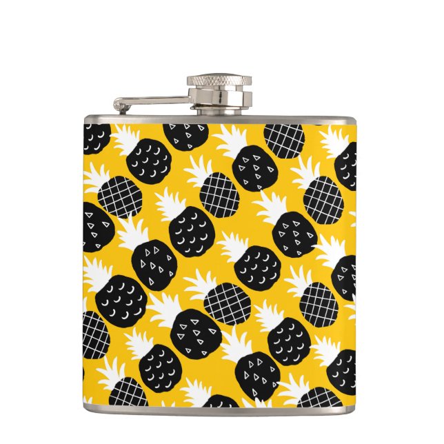 Black pineapples hip flask (Front)