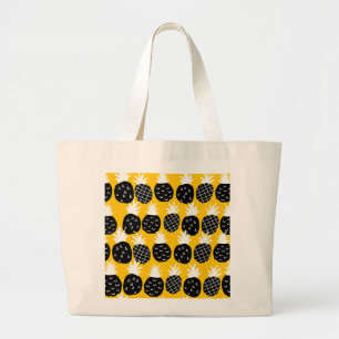 Black pineapples large tote bag