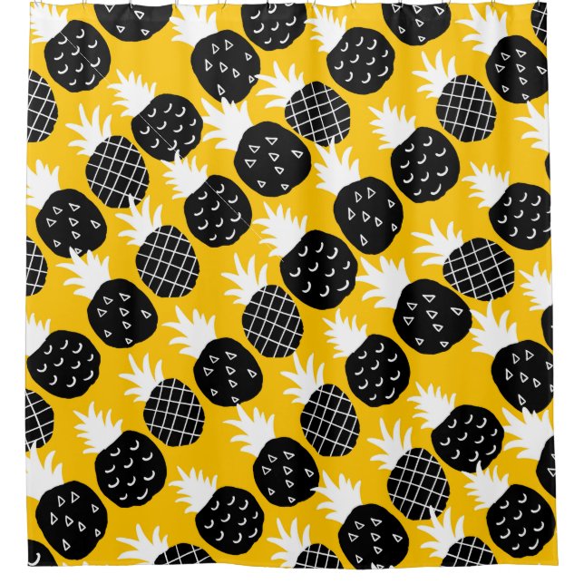Black pineapples shower curtain (Front)