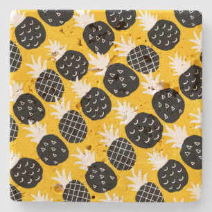 Black pineapples stone coaster