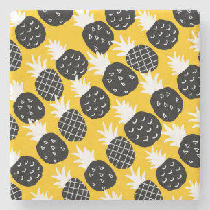 Black pineapples stone coaster