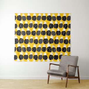 Black pineapples tapestry