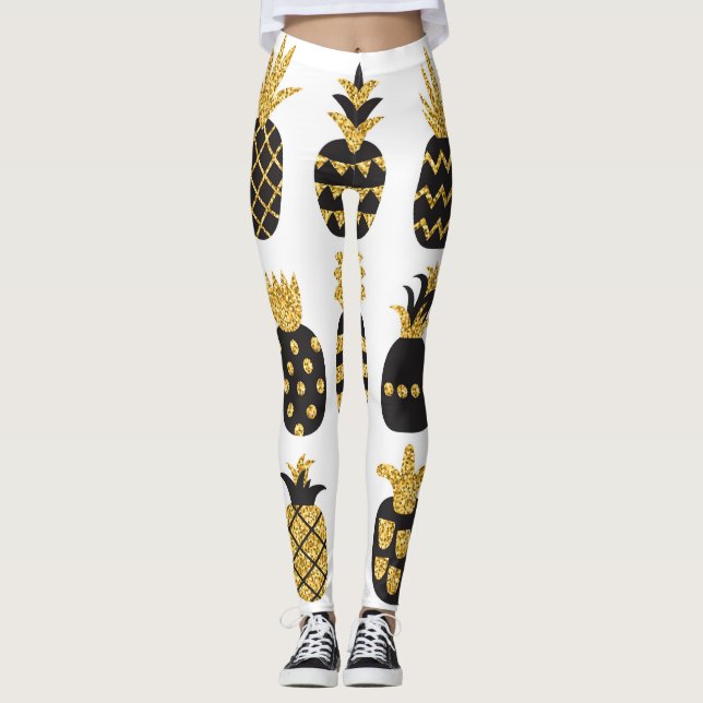 Black Pineapples: Unique Textured Set Leggings (Front)