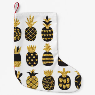 Black Pineapples: Unique Textured Set Small Christmas Stocking