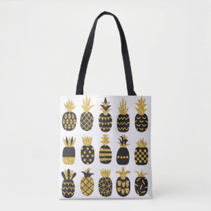 Black Pineapples: Unique Textured Set Tote Bag