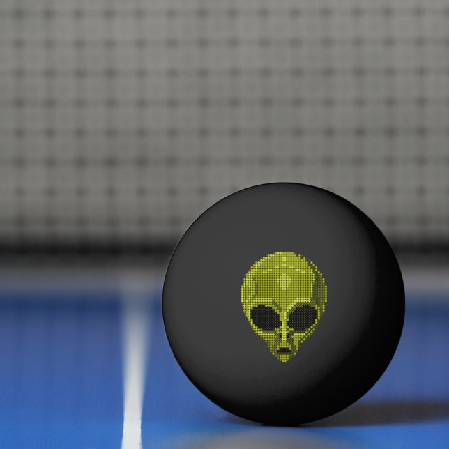 Black Ping Pong Ball with Green Alien Head (Net)