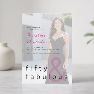 Black Pink 50 and Fabulous 50th Birthday Party Invitation