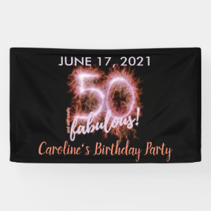 Black Pink 50 & still Fabulous 50th Birthday Party Banner