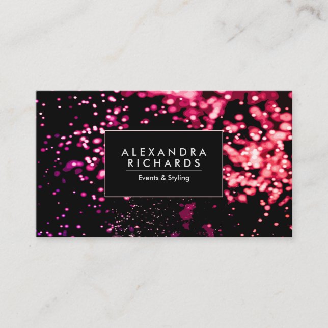 Black & Pink Abstract Business Card (Front)