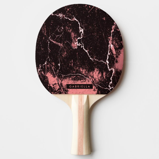 Black & Pink Abstract Ping Pong Paddle (Front)
