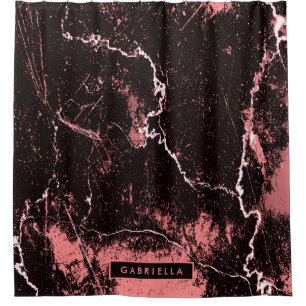 Black & Pink Abstract Shower Curtain