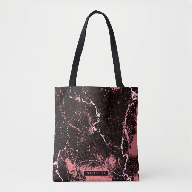 Black & Pink Abstract Tote Bag (Front)