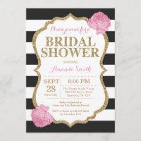 Black Pink and Gold Bridal Shower Invitation