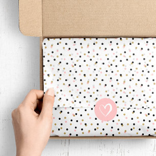 Black Pink and Gold Confetti Dots Tissue Paper