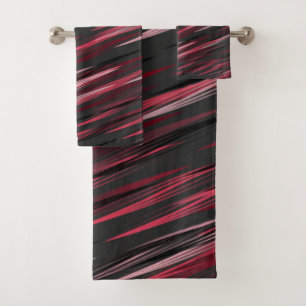 Black pink and grey streaks bath towel set