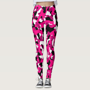 Black pink and white camo leggings