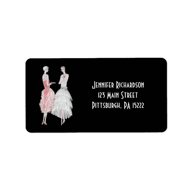 Black Pink and White Flapper Style Label (Front)