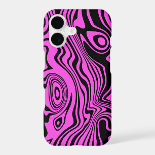Black Pink Art Waves iPhone Case - Choose Colour