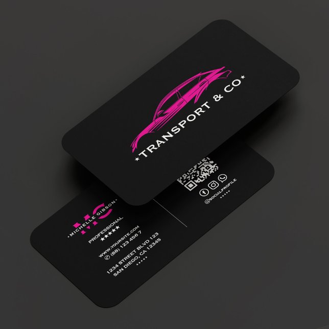 Black Pink Auto Car Driver Chauffeur Retro Modern Business Card (Black Pink Auto Car Driver Chauffeur Retro Modern Business Card
)