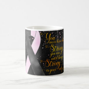 Black Pink Awareness Ribbon Mug Design