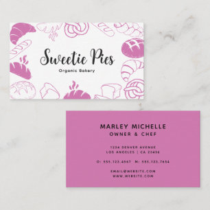 Black & Pink Baking & Cooking Bakery Illustration Business Card