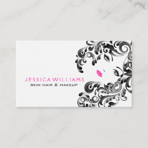 Black & Pink Beauty Face White Background Appointment Card
