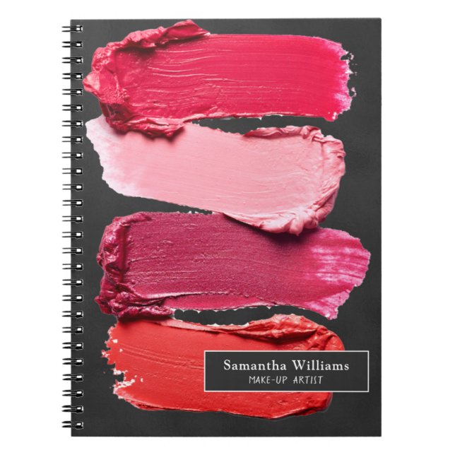 Black Pink Beauty Salon Make-up Artist Lipstick Notebook (Front)