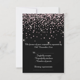 BLACK PINK BIRTHDAY PARTY BABYSHOWER RSVP CRYSTAL CARD