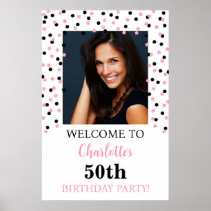 Black Pink Birthday Party Custom 20x30 Photo Poster