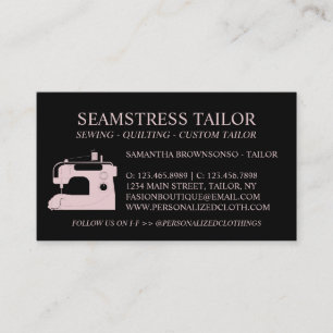 Black Pink Blank Backside Sewing Fabric Tailor Business Card